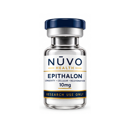 Nūvo Health Epitalon 10mg research vial on a white background