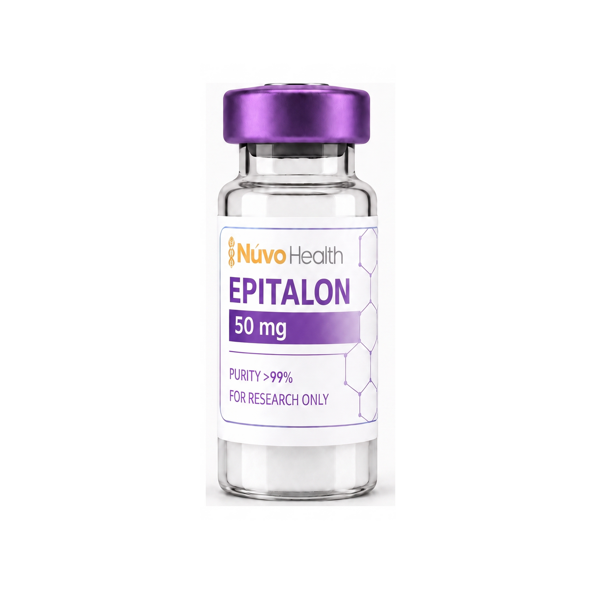 Nūvo Health Epitalon 50mg research vial on a white background