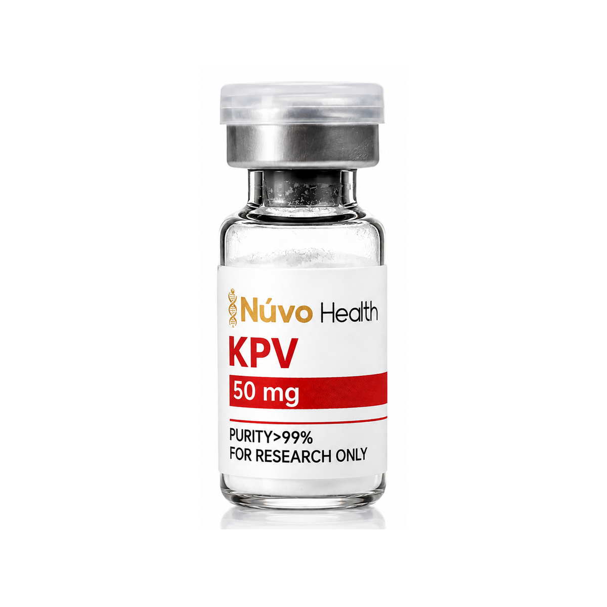Nūvo Health KPV 50mg research vial on a white background