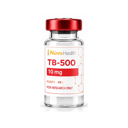 Nūvo Health TB-500 10mg research vial on a white background