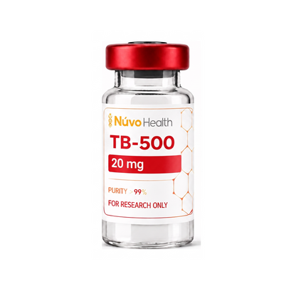 Nūvo Health TB-500 20mg research vial on a white background