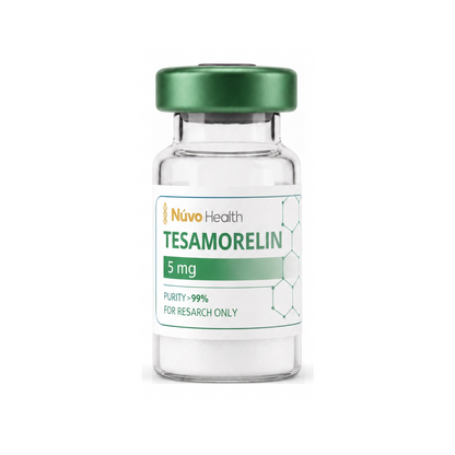 Nūvo Health Tesamorelin 5mg research vial on a white background