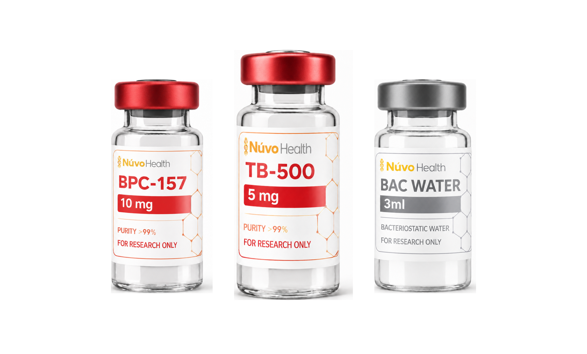 Recovery & Repair Stack — BPC-157, TB-500 and bacteriostatic water research vials